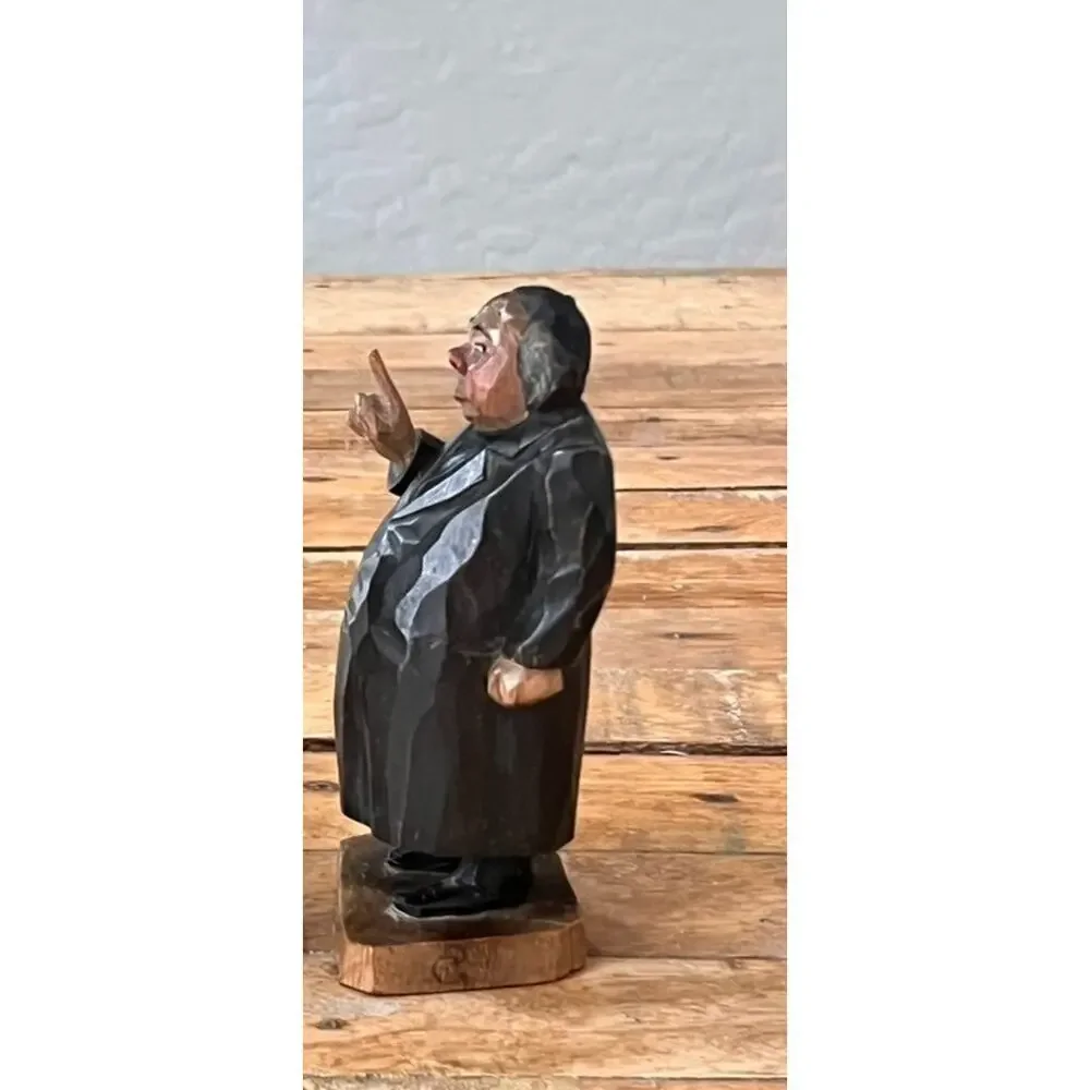 2 Vintage P. Maeder Lucerne Hand Carved Wood Figurines Switzerland